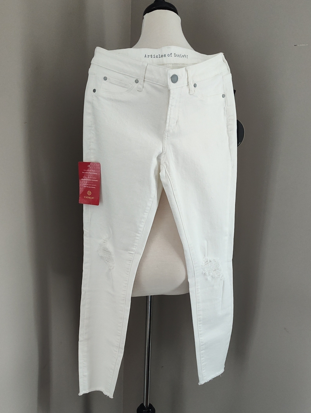 Articles Of Society Crisp White Ankle Skinny Distressed Jeans